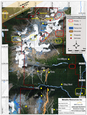 Metallis Resources Inc - Kirkham Property - Worldview-3 Image - Ni-Cu Followup Target Map (CNW Group/Metallis Resources Inc.)