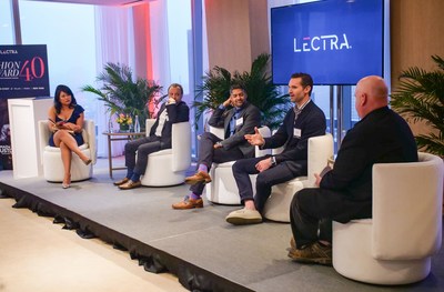 From left: Elizabeth Segran (Fast Company), Edouard Macquin (Lectra), Akash Pathak (Trunk Club), Seph Skerritt (Proper Cloth) and Arthur Zaczkiewicz (Women's Wear Daily) discuss the on-demand future of the fashion industry.