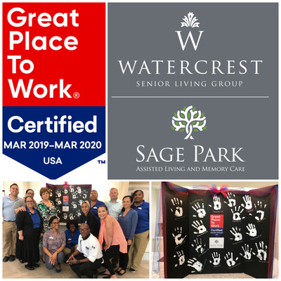 Sage Park Assisted Living and Memory Care in Kissimmee, FL Celebrates Certification as a Great Place to Work with Watercrest Senior Living Group.