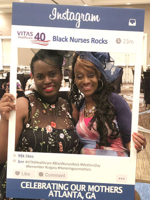 Black Nurses Rock President & CEO Dr. Romeatrius Nicole Moss poses with VITAS Healthcare Vice President of Community Affairs Diane Deese