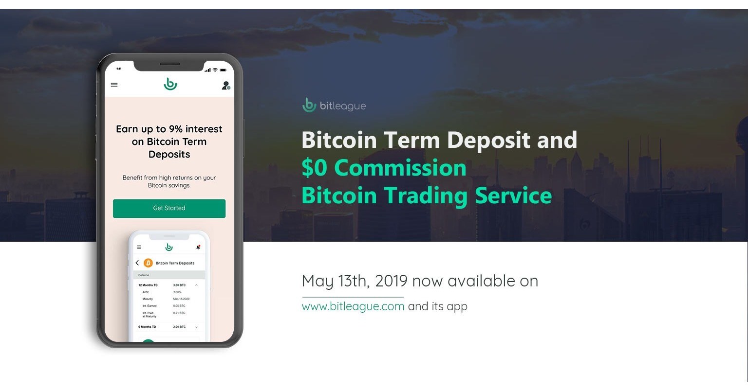 BitLeague offering up to 9% interest rate on its Bitcoin Term Deposit  product, is now open for public application on bitleague.com and app