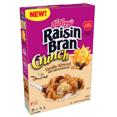 This summer the cereal aisle will get a bit sunnier with the addition of new Kellogg’s Raisin Bran Crunch® Vanilla Almond. The new cereal has even more deliciousness with the addition of almond slices and a hint of vanilla flavor to the crispy bran flakes, raisins and crunchy clusters fans love.
