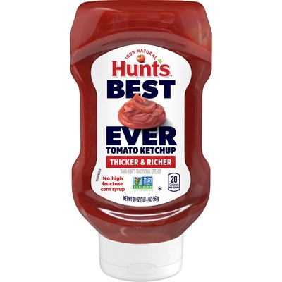 New Hunt's Best Ever Ketchup is Hunt's thickest, richest ketchup ever. Hunt’s Best Ever Ketchup is a 100% all-natural ketchup made with vine-ripened California tomatoes and cane sugar – no high fructose corn syrup.