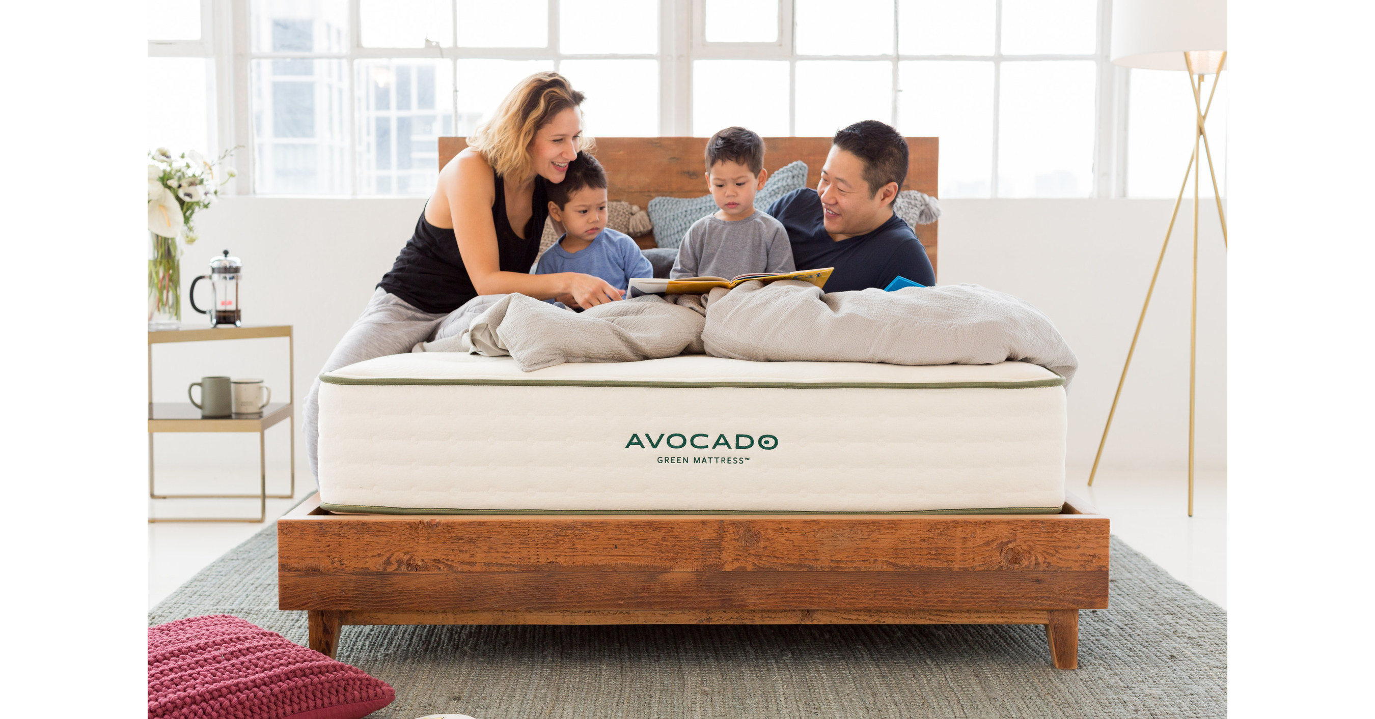 avocado green mattress reclaimed natural wood bed frame