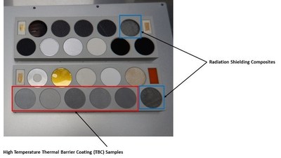 Figure A: Geocent samples mounted on the MISSE sample holder Figure A: Geocent samples mounted on the MISSE sample holder