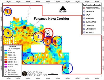 Figure 4- Location Exploration Targets in the San Marcial Project (CNW Group/Goldplay Exploration Ltd)