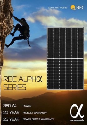 REC Group Unveils the Alpha Series at Intersolar Europe - The World's Highest Power 60-cell Solar Panel