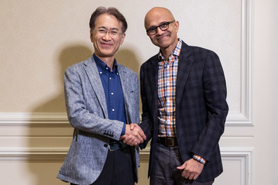 Kenichiro Yoshida, President and CEO, Sony Corporation (Left) and Satya Nadella, CEO, Microsoft