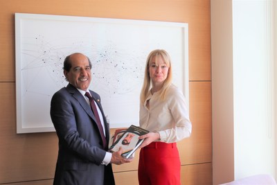 The Chairman of both Bee'ah; the Middle East's sustainability pioneer and the Emirates Medical Group, during key healthcare cooperation talks with Baroness Nicola Blackwood, Minister at the UK Department of Health and Social Care