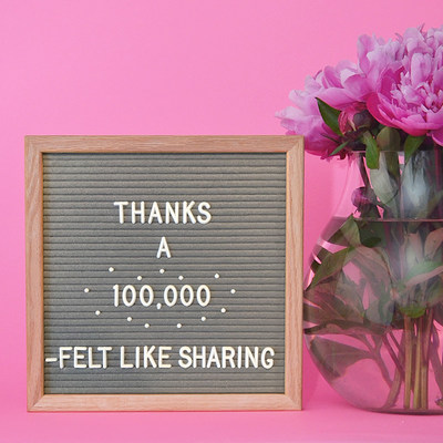 Felt Like Sharing says Thank You to over 100,000 customers!