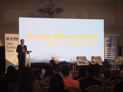 Kmind's chairman & co-founder Xie Weishan delivering speech on 