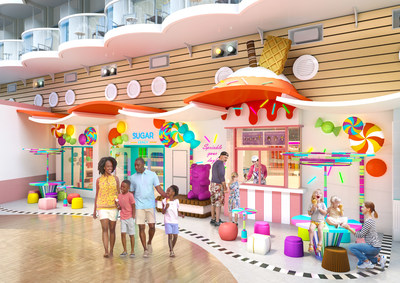 Sugar Beach, with more than 220 types of candy and a new walkup ice cream window, will be the icing on the tasty lineup aboard the newly amplified Oasis of the Seas. Among the ship’s 23 dining options are additions Playmakers Sports Bar & Arcade, Portside BBQ and El Loco Fresh, and returning favorites Chops Grille, Giovanni’s Table and Izumi.