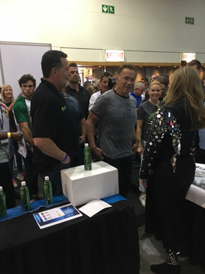 Arnold Schwarzenegger Visiting the EVERx CBD Sports Water Exhibit