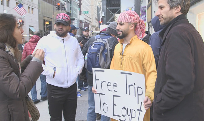Reaching out to the people who fear them most, two Muslims, filmmaker Tarek Mounib (R) and racial activist/YouTube celebrity Adam Saleh - with a goal of bringing people together with a #PledgeToListen social impact movement - make an intriguing offer to strangers in NYC … a 