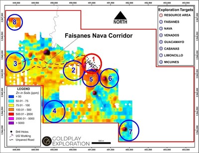 Figure 1 Location of Guacamayo Target (5) and San Marcial Resource Area (CNW Group/Goldplay Exploration Ltd)