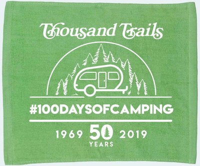 More than 80 campgrounds around the country are participating in the Thousand Trails 50th anniversary celebration and the 5th annual #100daysofcamping campaign this summer! Share photos with your 2019 rally towels using #100daysofcamping, and upload to 100daysofcamping.com