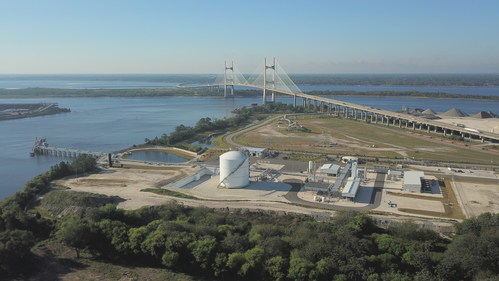 Aerial view of the JAX LNG facility located near Dames Point, Jacksonville, Fla.