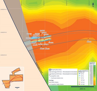 Figure 4 – Preliminary DC-Resistivity Results (100mASL Planview) (CNW Group/IsoEnergy Ltd.)