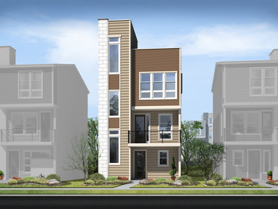 Richmond American’s three-story Greenwich plan at Cityscape at Highline boasts contemporary curb appeal.