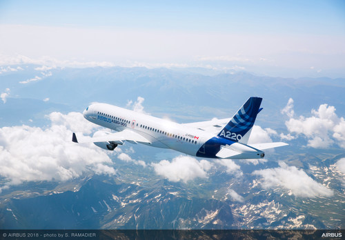 The Airbus A220-300 in flight. (CNW Group/Airbus)