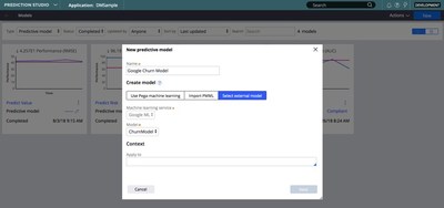 This image shows how using Pega’s Real-Time AI Connector enables clients to plug in third-party AI engines to their already powerful Pega AI. In this example, the client is using an API to complement Pega’s AI-powered Pega Customer Decision Hub with a Google Cloud Machine Learning model. This image shows how using Pega’s Real-Time AI Connector enables clients to plug in third-party AI engines to their already powerful Pega AI. In this example, the client is using an API to complement Pega’s AI-powered Pega Customer Decision Hub with a Google Cloud Machine Learning model.