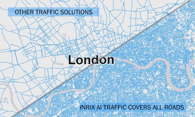 INRIX AI Traffic leverages deep learning to provide instantaneous updates to traffic conditions and pinpoints traffic speeds in different lanes to deliver the most accurate ETAs on every road