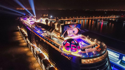 June 3, 2019 - Spectrum of the Seas, Royal Caribbean International’s newest ship, made its highly anticipated debut in China today. The first Quantum Ultra Class ship sailed into the Shanghai Wusongkou International Cruise Terminal.