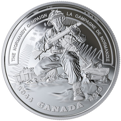 La pice en argent de la Monnaie royale canadienne soulignant le 75e anniversaire de la campagne de Normandie. (Groupe CNW/Monnaie royale canadienne)