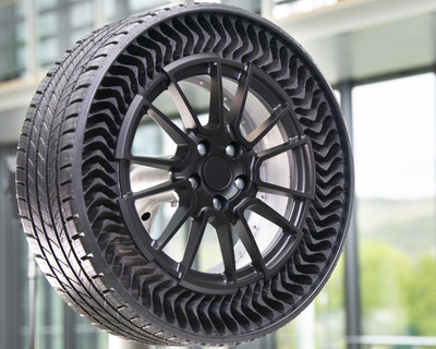 Michelin Uptis (Unique Puncture-proof Tire System) Prototype is an airless wheel assembly which supports Michelin's vision for a future of sustainable mobility.