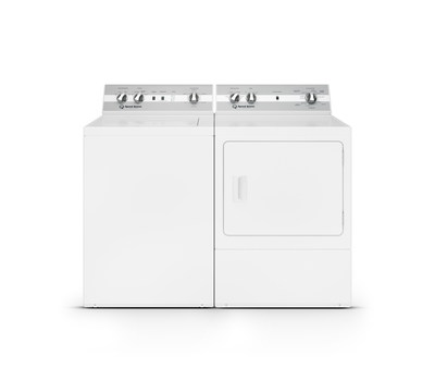 Speed Queen's TC5 top load washer is pictured next to the matching dryer. The pair feature Speed Queen's hallmark commercial quality and are backed by three-year parts and in-home labor warranties.