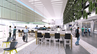 Renderings of a redeveloped Concourse F and an expanded, consolidated Central Terminal security checkpoint