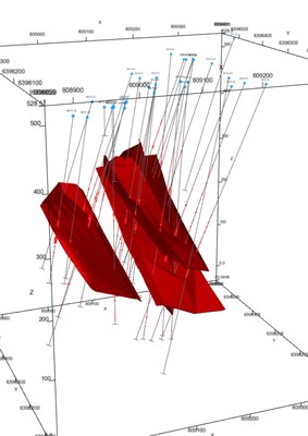 Figure 3: Spitfire 3-D Model Interpretation (CNW Group/Purepoint Uranium Group Inc.)