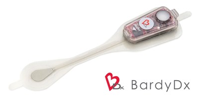 BardyDx Carnation Ambulatory Monitor (CAM™) - P-wave centric™ ambulatory cardiac patch monitoring and arrhythmia detection (PRNewsfoto/Bardy Diagnostics, Inc.) BardyDx Carnation Ambulatory Monitor (CAM™) - P-wave centric™ ambulatory cardiac patch monitoring and arrhythmia detection (PRNewsfoto/Bardy Diagnostics, Inc.)