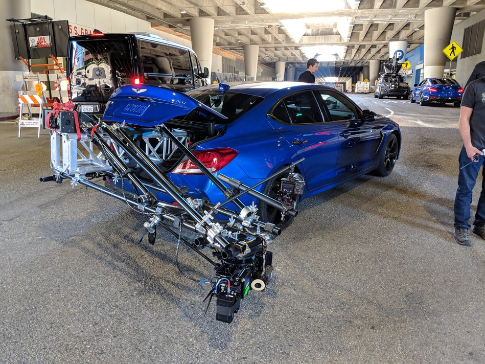 The 2019 Genesis G70 luxury sport sedan, geared for filming “The Art of the Stunt.”