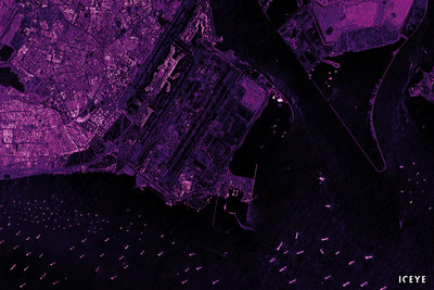 ICEYE-X2 radar satellite image of Singapore.
