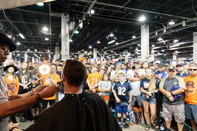 Fans looked on as Mitchell Trubisky got a beard trim, and answered facial hair trivia questions for prizes.