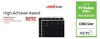 LONGi obtient le prix « High Achiever Award » du RETC pour l'excellente performance de son module