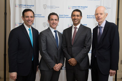 (from left to right) Keynote speaker Steven Kalkanis, MD; John Boockvar, MD; keynote speaker William Curry, MD and Marc Symons, PhD.