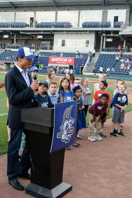 Connecticut State Treasurer Shawn T. Wooden at the 2019 CHET Dream Big! recognition ceremony at Dunkin' Donuts Park in Hartford.