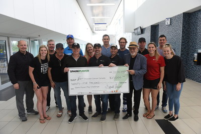 Spark Power presents a $25,000 cheque for Prostate Cancer Canada at the 6th annual Spark Power Play Challenge. (CNW Group/Spark Power Group Inc.)