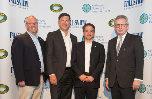 Pictured from left to right: James Gessner Jr., Interim Chairman of Mohegan Tribe, Richard Taylor, President of Niagara Casinos, Mario Kontomerkos, CEO of Mohegan Gaming & Entertainment and Stephen Rigby, President & CEO of Ontario Lottery & Gaming Corporation