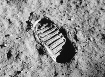 Neil Armstrong footprint from moon landing in 1969.