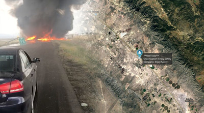 G7 aids in rescue after a fiery collision took place in remote Mexico. (CNW Group/Blackline Safety Corp.)