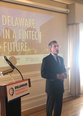 Delaware Governor John Carney, speaking to the state's foundation in financial services at the release event for 