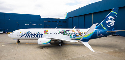 Alaska Airlines gets ‘animated’ with themed aircraft featuring artwork from Disney and Pixar’s Toy Story 4.