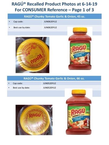 RAGÚ® Recalled Product Photos at 6-14-19For CONSUMER Reference