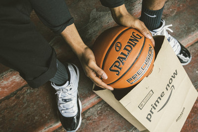 Spalding will make its Precision model basketball available on Amazon's Prime Now in more than 30 U.S. cities just in time for Go Hoop Day