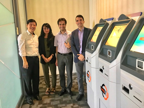 Jack Bai and Jelurida team members during their visit to Singapore in November 2018 with the Wise MPay ATMs