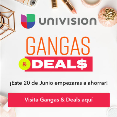 La página inicial del nuevo mercado en línea de Univision: www.gangasanddeals.com
