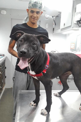 Antonio Martin and his dog, Koko (ASPCA Photo) at an ASPCA mobile clinic